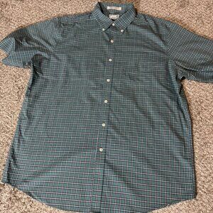 L.L. Bean Shirt Men's Large Wrinkle Resistant Plaid Short Sleeve Button Down